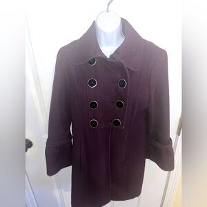 Marvin Richards Women's Double-Breasted Pea Coat - Dark Purple